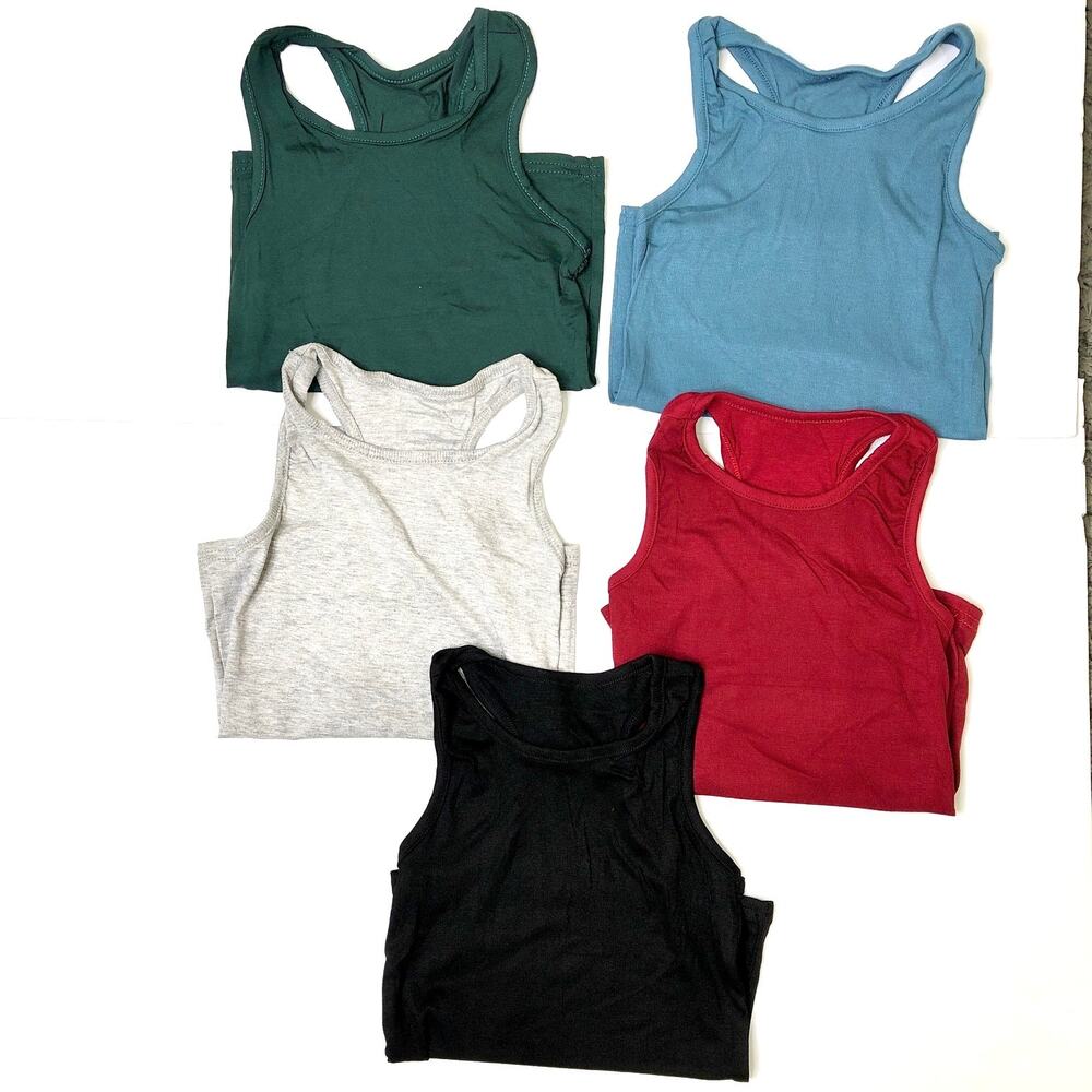 Cooraby 5 Piece Racerback Soft Tank Tops Unisex 2-3T Multicolor